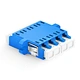 LC to LC Quad Multi Mode Flanged Fiber Optic Adapter. Link or connect two fiber optic cables between two fiber optic lines